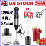 4 in 1 Electric Hand Blender Set Food Processor Mixer Whisk & Chopper Bowl 1000W