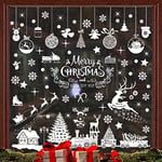 Stickers Decoration Noel Fenetre - 200 PCS Décoration Autocollants Noël Fenêtre, Deco Noel avec Flocon de Neige Père Noël Wapiti pour Fenetre, Porte, Verre, Interieur