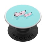 PopSockets Two Cute Pigs Swimming Little Pink Piglets Farm Animals Oink PopSockets PopGrip: Swappable Grip for Phones & Tablets