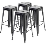 Lot de 4 tabourets de bar en acier noir mat  Oviala