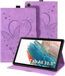 Coque Pour Samsung Galaxy Tab A8 (10.5 Pouces,2021) Housse Papillon Modèle De Cuir Pu Avec Fonction Support Étui De Protection Tablette Pour Samsung Galaxy Tab A8 Sm-X205/Sm-X200 (Violet)