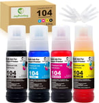 104 Encre Multipack Compatible pour Epson 104 Cartouches d'encre pour Epson Ecotank ET-2820 ET-2710 ET-2720 ET-2815 ET-2810 ET-2826 ET-1810 ET¿2711 ET-2712 ET-2714 ET-2821 ET-4700 ET-4800