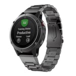 För Garmin Fenix 5s 20mm Tri-Bead watch i rostfritt stål Black