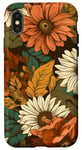 Coque pour iPhone X/XS Orange Bohème Groovy Motif floral années 70