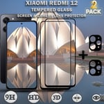 2-Pack XIAOMI REDMI 12 Skärmskydd & 2-Pack linsskydd - Härdat Glas 9H - Super kvalitet 3D