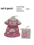 Set 6 Pièces Bougies Cire en Forme De Robe Rose Bébé Baptême Bal