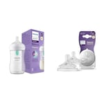 Philips Avent Biberon à Réponse Naturelle de 260 ml avec valve AirFree & Avent Lot de 2 tétines pour biberon à Réponse Naturelle 0% BPA, Débit 4 pour Bébé de 3 mois + (modèle SCY964/02)