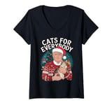 Womens Trump Cats for Everyone Christmas Cat Funny Xmas Women Santa V-Neck T-Shirt