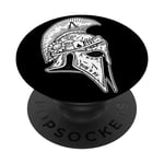 Casque de guerrier d'Achille Spartan Mythologie grecque Blackwork PopSockets PopGrip Adhésif