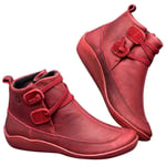 LYYJF Bottes en cuir pour femme - Imperméable - Soutien de la voûte plantaire - Chaussures confortables d'hiver décontractées - rond - Pour la marche, le ski, le sport, la course, le travail, la plage, les voyages, l'intérieur et l'extérieur, Rouge, 43 EU