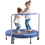 VEVOR Mini Trampoline Pliable pour Enfant, 955 x 750 mm, Fitness rebounder pour Tout-Petits avec poignée, Cadeau d'anniversaire pour Enfants de 3 Ans et Plus, garçons et Filles pour s'amuser, Bleu