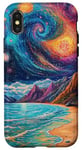 Coque pour iPhone X/XS Paysage de plage galactique merveilleux art