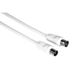 Hama TV Antenna Cable (Coaxial Male to Female Coaxial TV Cable, 85 db, 1.5 m, Connecting a TV to a TV Plug or to a Decoder) White