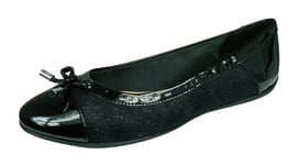 Geox D Charlene C Womens Glitter Textile Patent Ballet Pumps / Flats - Black