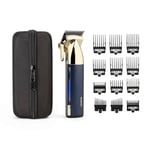 BaByliss Super-X Metal Hair Clipper, Lithium Cordless, Precision-Engineered Japanese Steel Blades, Hair Grooming Kit, Gifts for Men (Gold/Blue)