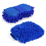 SteelFever Set of 2 Car Wash Cleaning Kit, Microfiber Chenille Cleaning Sponge Built in Hand-Strap and Car Wash Mitt