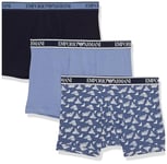 Emporio Armani Men's 3-pack Core Logoband Boxer Shorts, OXFORD/INDIGO ST/MAR, M (pack of 3)