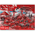 QUOKKA Puzzle Animaux 100 Pieces pour Enfants - Solo Puzzle Enfant dès 4 5 6 Ans - Jouet pour Apprendre Les Animaux d'Afrique pour Filles et Garçons - Jeux Cadeau pour Filles et Garçons 7 8 9