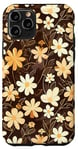 Coque pour iPhone 11 Pro Marron Moderne Ethnique Mignon Fleur Sauvage Esthétique Motif Floral