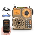 Raddy Radio à Ondes Courtes RF320 avec contrôle par Application, FM/AM/VHF/SW/AIR Prend en Charge la Carte BT/TF, Radio Portable Rechargeable avec antenne câble de 3 m, écouteurs, Lampe de Poche, SOS