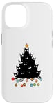 Coque pour iPhone 14 arbre à chat fou chats noël chat noir