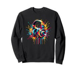 Splash Art Headphones Music Singing Singer Song Sweatshirt