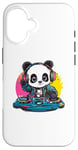 Coque pour iPhone 16 Panda DJ mixant des mélodies colorées