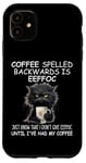 iPhone 11 Coffee Spelled Backwards is Eeffoc Sign,Funny Cat Coffee Mug Case