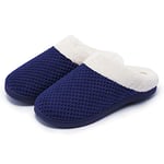 Kuako Chaussons Doublées en Peluche Femme Anti-dérapant À Mémoire D'intérieur Hiver Confort Chauds Accueil Pantoufles, Bleu Marin, 38/39 EU