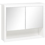 Homcom - Armoire miroir de salle de bain - 2 portes, étagère, niche - mdf blanc