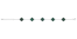 James Moore TH G2720 Silver Green Clover leaf Bracelet Jewellery