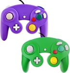 Manette Classique Pour Gamecube,Techken Contrôleur Ngc Filaire Gc Manette Contrôleur De Jeu Super Smash Bros Controller Ngc Gamepad Joypad Pour Gamecube Wii U Switch Pc (Violet&vert)