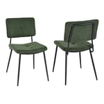 MEUBLE COSY Lot de 2 Chaises de Salle à Manger Rétro Fauteuil Assise Rembourrée en Tissu Pieds en métal pour Cuisine Salon Chambre Bureau Vert, 59,5x45x82cm