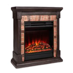 Electric Fireplace and Surround Electric Fire Stove LED Flames Timer 1800W Brown