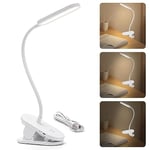 Aigostar Lampe de Lecture, Lampe de Lit à Clipser Avec Bras Flexible Réglable à 360°, 3 Modes, Rechargeable par USB Câble, Lampe flexible LED, lampe pince pour lit 4000K, Protection des yeux, Blanc