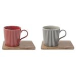 Easy Life COFFRET 2 MUGS 38CL EN PORCELAINE AVEC SOUCOUPE ACCACIA TAKE A BREAK