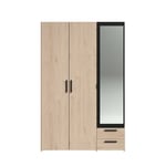 Armoire 3 portes 2 tiroirs 1 miroir L120cm DAISY  