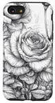 Coque pour iPhone SE (2020) / 7 / 8 Rose Line Art floral botanique vintage