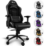 KLIM Esports - Chaise Gaming + Simili Cuir et Matériaux Premium Haute Qualité + Chaise Gamer inclinable + Ergonomique avec Coussin Lombaire et Cervical + Fauteuil Gamer Noir Nouvelle Version 2024