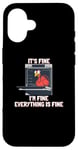 Coque pour iPhone 16 Action de grâce, jeu de mots, amusant, four à dinde, humour It's Fine I'm Fine