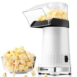 Nictemaw Machine à popcorn Blanc, 1200W Popcorn Maker Sans graisse ni huile, Snack sain pour la maison