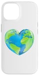 Coque pour iPhone 14 Globe terrestre en forme de cœur