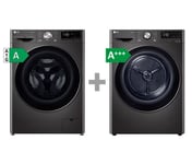 Lg Fv90bns2be + Rv9dn903b  Kombinerad Tvätt/tork - Färg: Svart