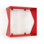 Etagère murale cube échancrée DECO-GEM, acier finition époxy rouge. L.30 x H.30 x P.15 cm