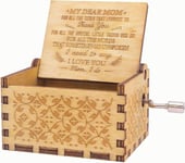 KYWLCO Music Box for Mum, for Mom from Sons Daughters, Hand Crank Wooden Vintage Laser Engraved Musical Boxes, Present for Birthday Mothers Day