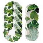 Epicurean Amazon Leaf, Floral Melamine Dinner & Side Plates, Set for 4