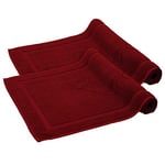 Komfortec Lot de 2 Tapis de Douche en Tissu éponge - Lavable - 800 g/m² - 100% Coton - Absorbant et à séchage Rapide - 50 x 80 cm - Rouge Bordeaux