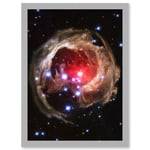 Hubble Space Telescope Image Light Echo Illuminates Dust Spiral Around Red Supergiant Star V838 Monocerotis Explosion Art Print Framed Poster Wall Dec