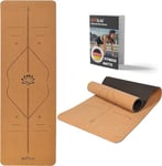 DH FitLife Tapis de yoga en liège et TPE, mat 183 x 61 x 0,6 cm, tapis de fitness, antidérapant et respectueux de l'environnement, tapis de sport naturel autonettoyant