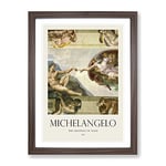 The Creation Of Adam By Michelangelo Exhibition Museum Painting Framed Wall Art Print, Ready to Hang Picture for Living Room Bedroom Home Office Décor, Walnut A2 (64 x 46 cm)